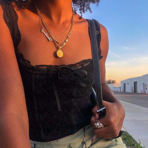 Tops - Vintage Inspired Sheer Lace Bustier Tank Top 3P [Brown/Black/Beige]